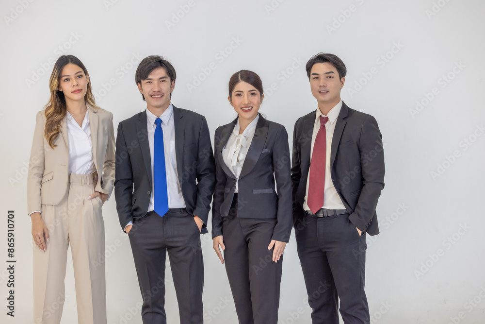 Professional Business Team standing against a plain background Professional Business Team standing against a plain background