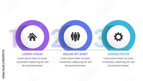 Process visualization infographic template with 3 steps or options, vector eps10 illustration