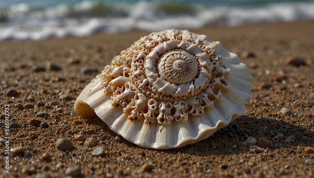 The intricate patterns on a seashell found washed ashore ai_generated The intricate patterns on a seashell found washed ashore ai_generated