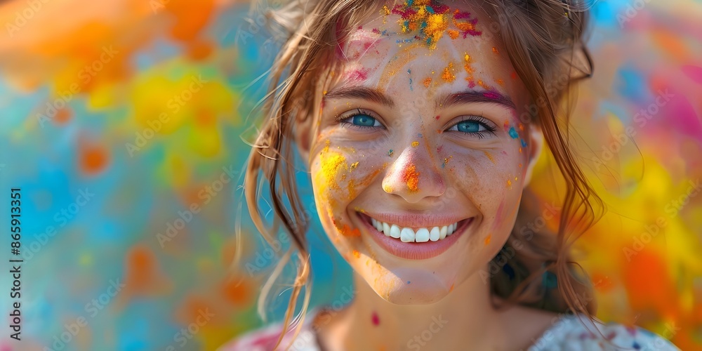 A young woman radiates joy and happiness surrounded by vibrant colors. Concept Outdoor Photoshoot, Colorful Props, Joyful Portraits, Vibrant Colors, Happiness
