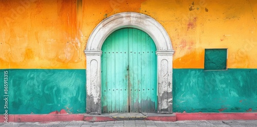 Colorful Doorway with Green...