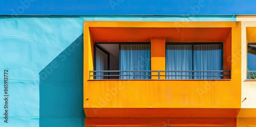 Orange Balcony with Blue Wall Photo