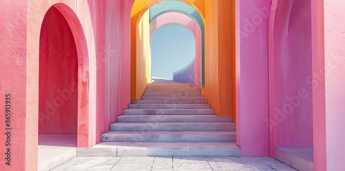 Colorful Archway Stairway 3...