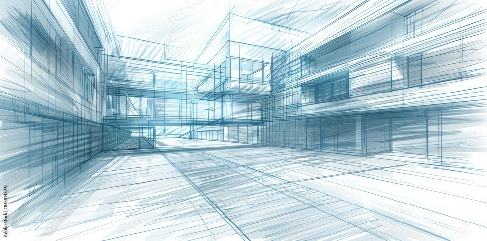 Architectural Sketch Illustration of Modern Building Architectural Sketch Illustration of Modern Building