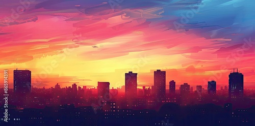 City Skyline Illustration w...
