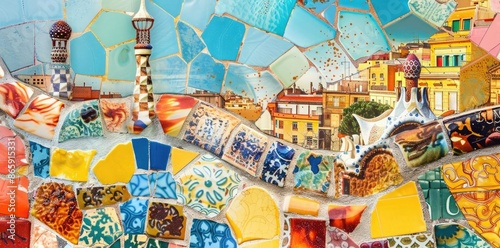 Colorful Mosaic Tile Wall A...