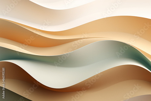 抽象背景テンプレート。オレンジ・黄緑・白の立体的な波のクローズアップ photo
