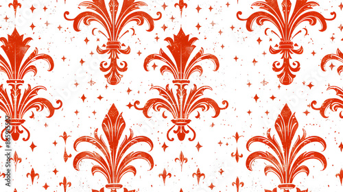 Fleur de lis pattern, red and white