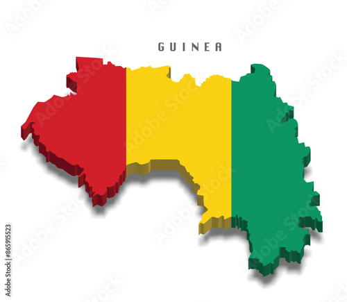 Guinea 3d flag map on white background