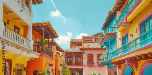 Colorful Buildings with Bal...