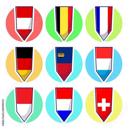 Free Download Western European Countries. Flags vector element design, travel symbols, landmark symbols, geography and map flags emblem. - GFXLoad