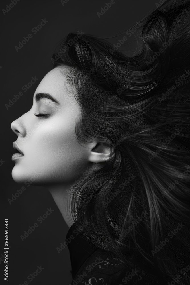 Fototapeta premium Black and White Portrait of Woman