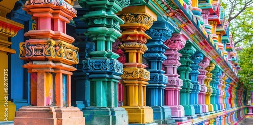 Colorful Pillars of a Hindu...