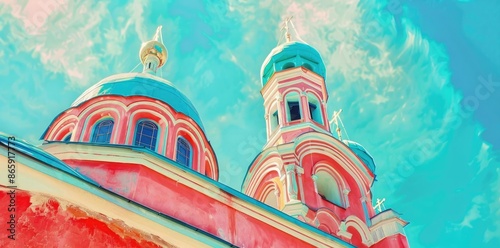 Red and Blue Church Domes I...