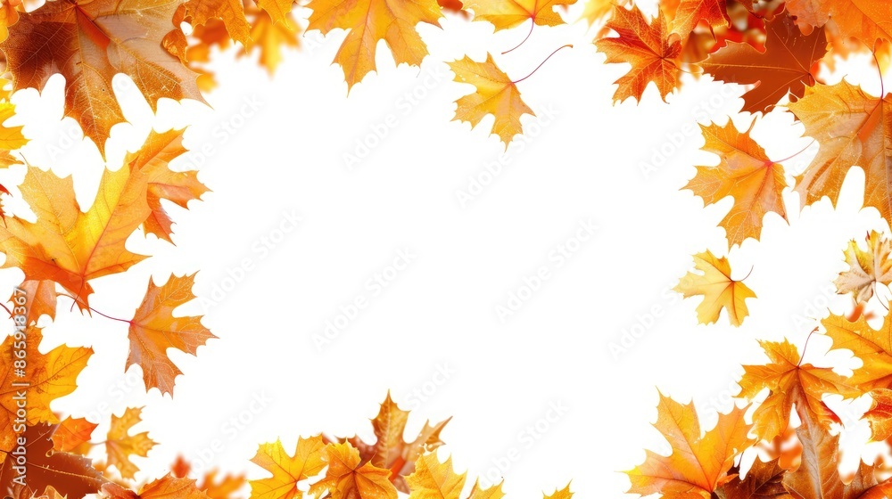 Maple leaf frame on white background in autumn theme