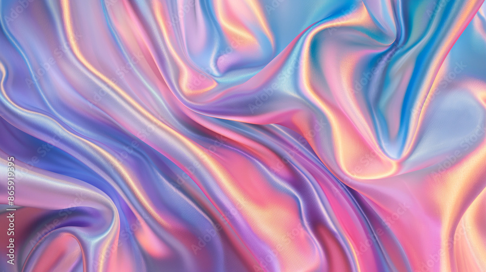 Smooth and flowing iridescent fabric with pastel colors.