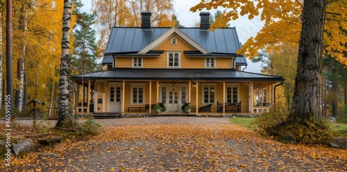 Yellow House with Porch in ...