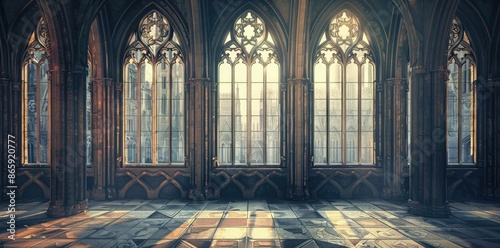 Gothic Cathedral Interior w...