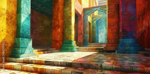 Colorful Ancient Temple Ent...