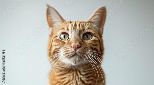 Orange Tabby Cat Looking Up With Curiosity