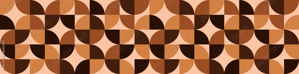 Geometric abstract pattern in brown colors. Pattern of pieces square shapes. Horizontal coffee color geometric pattern
