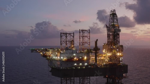 Wallpaper Mural Aerial view of an offshore jack up drilling rig during sunset - oil and gas upstream industry
 Torontodigital.ca