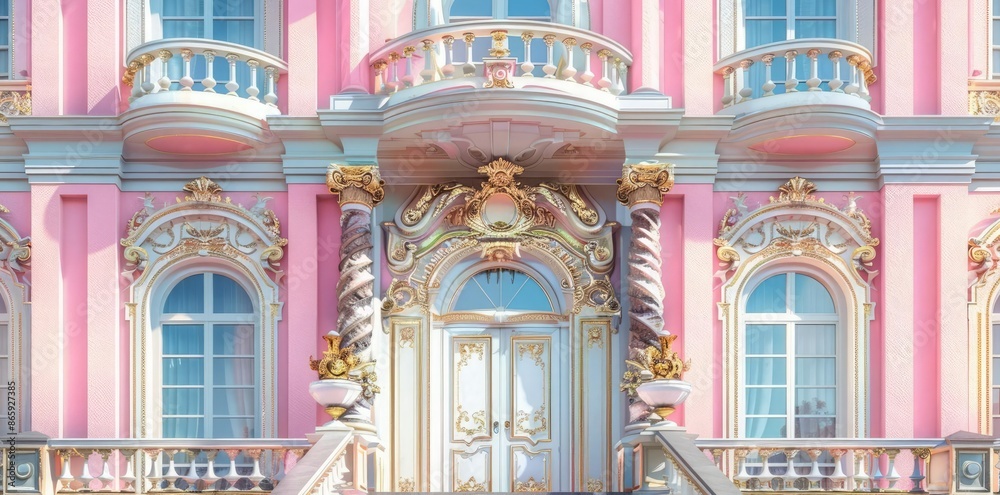 Fototapeta premium Pink Palace Entrance 3D Illustration