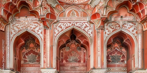 Intricate Red and White Arc...