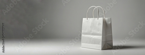 White paper shoping bags isolated on white background, Shopping bag mockup on a white background