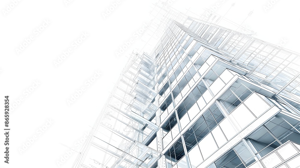 Fototapeta premium Detailed Architectural Blueprint Schematic of Structural Tower Building Components