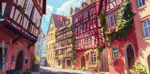 Colorful European City Stre...