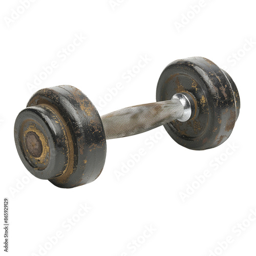 A Rusty Old Dumbbell Isolated On A White Background