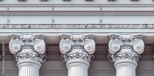 Three White Ionic Columns 3...