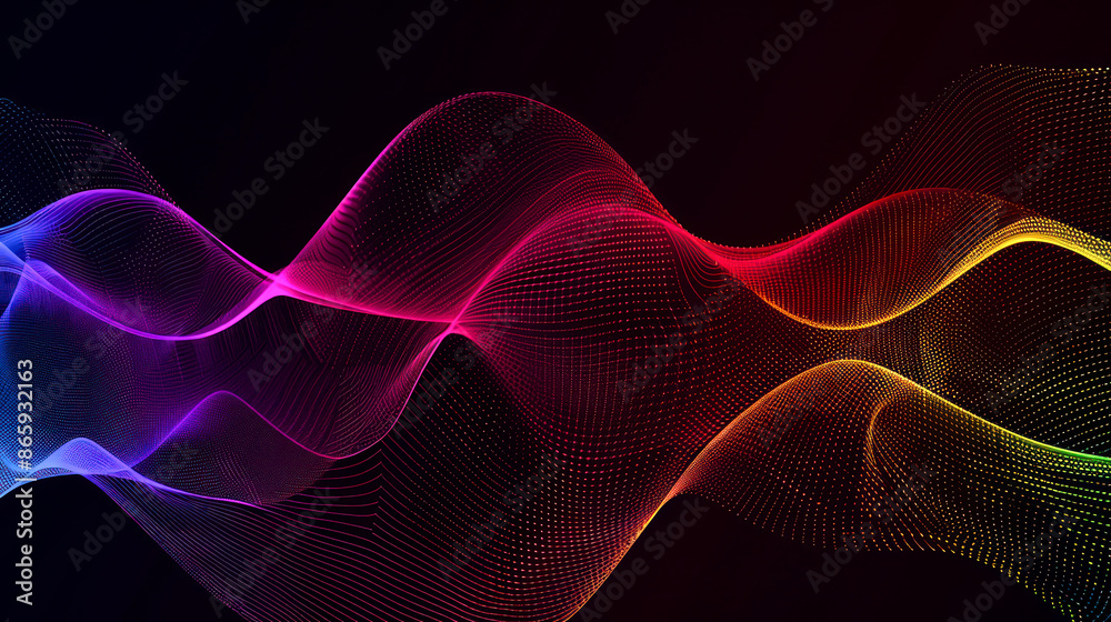 Fototapeta premium illustration colorful abstract wave on dark gradient background