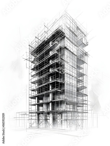 Minimal Infographic Blueprint of Structural Tower Building Components