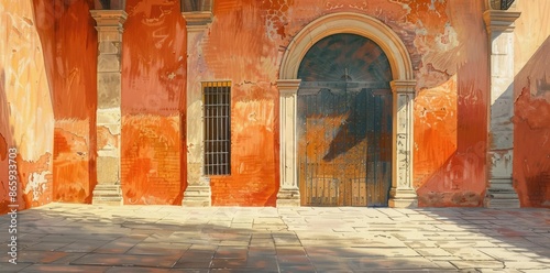 Old Orange Building with Ar...