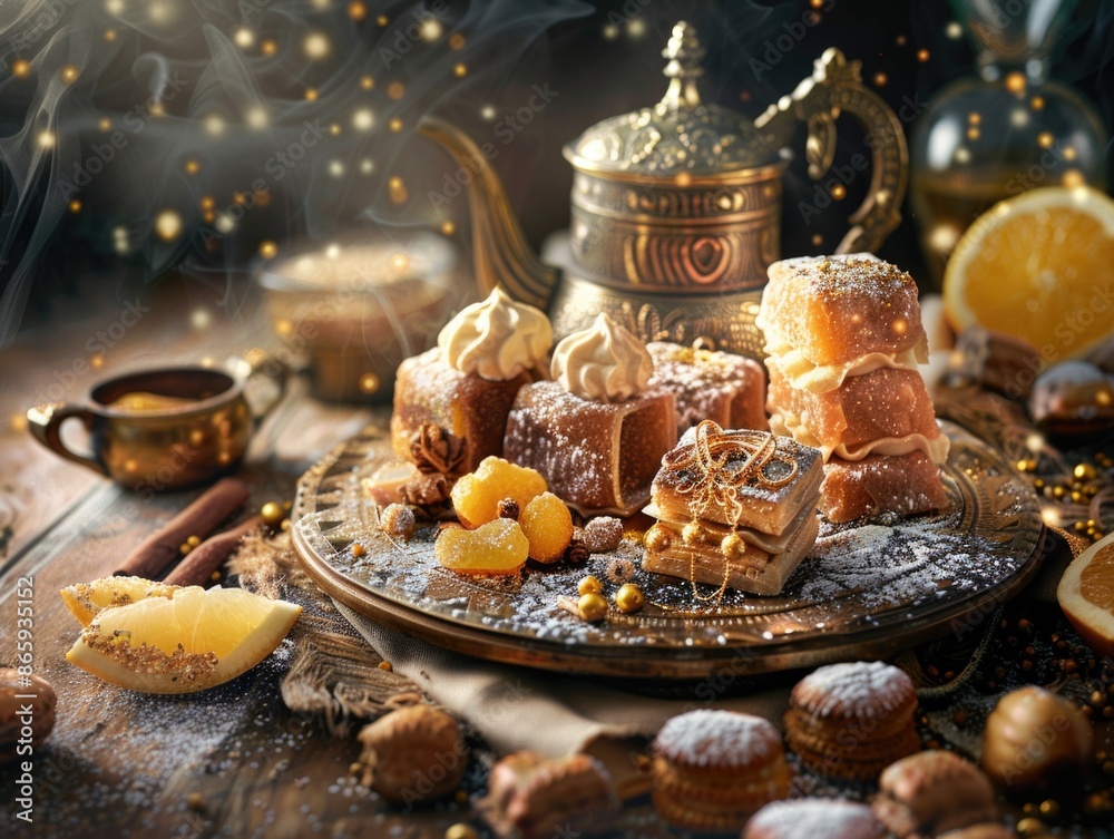 Pastries on wooden table Pastries on wooden table