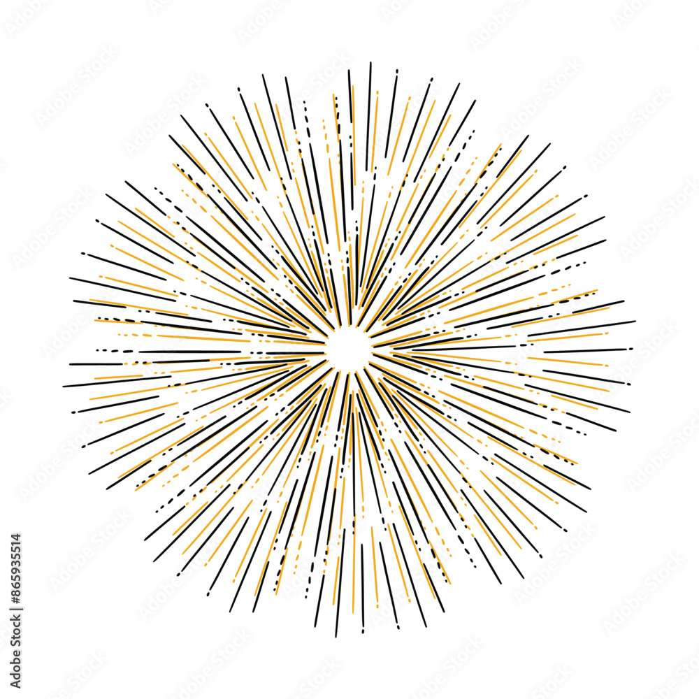 Obraz premium Abstract sunburst shapes sunshine line on white background