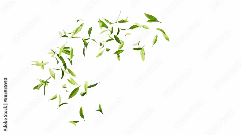 Green natural tea leaves with alpha channel, 3d rendering. Green natural tea leaves with alpha channel, 3d rendering.
