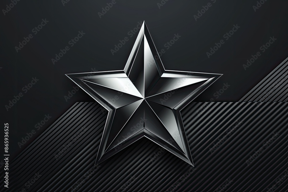 Metallic silver star on a dark textured background, showcasing strength and elegance in a sleek, modern design. Metallic silver star on a dark textured background, showcasing strength and elegance in a sleek, modern design.