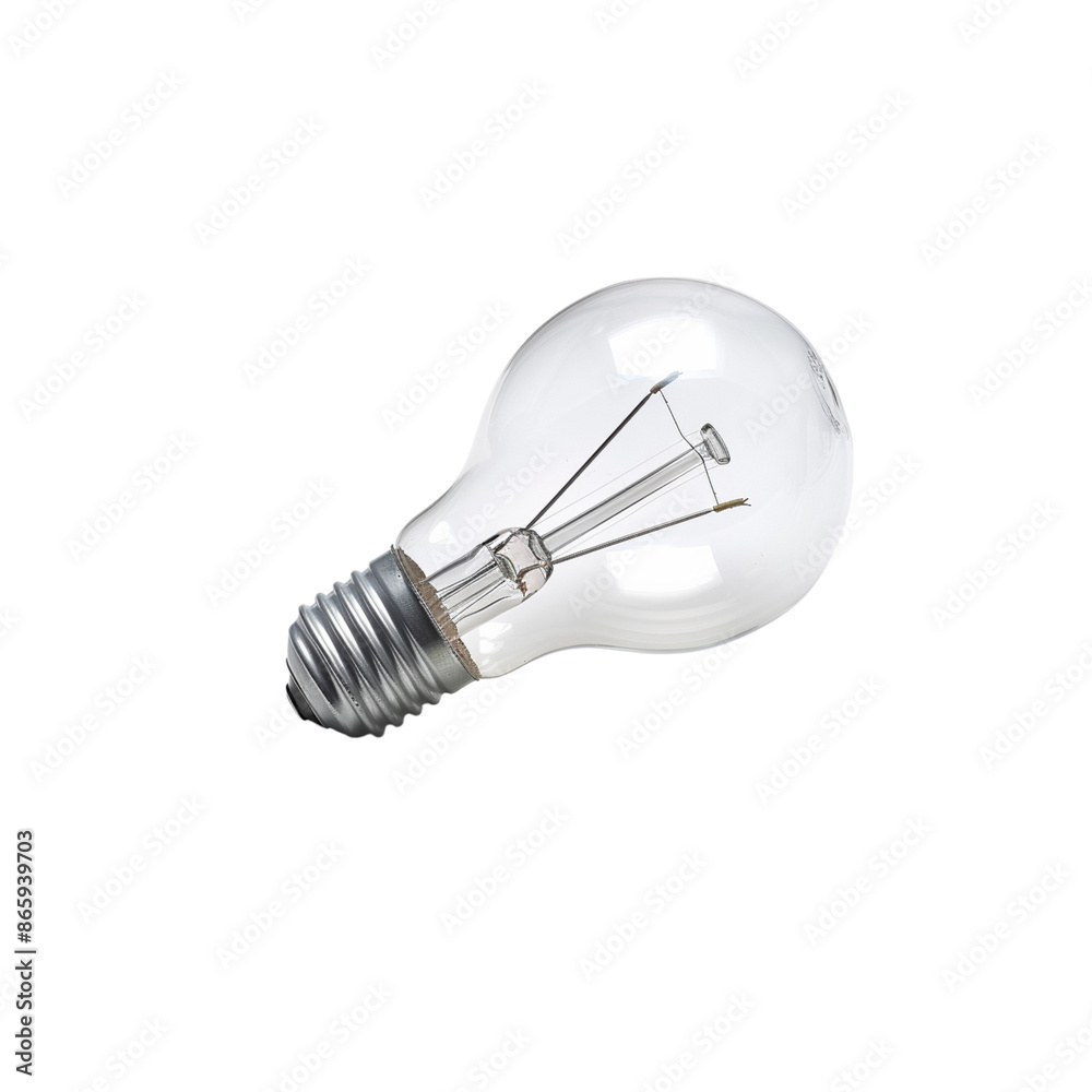 A Single Incandescent Light Bulb Isolated on a White Background A Single Incandescent Light Bulb Isolated on a White Background