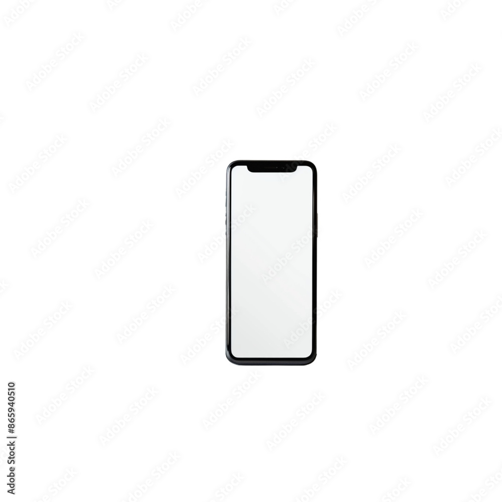 Black Smartphone With Blank White Screen on White Background Black Smartphone With Blank White Screen on White Background