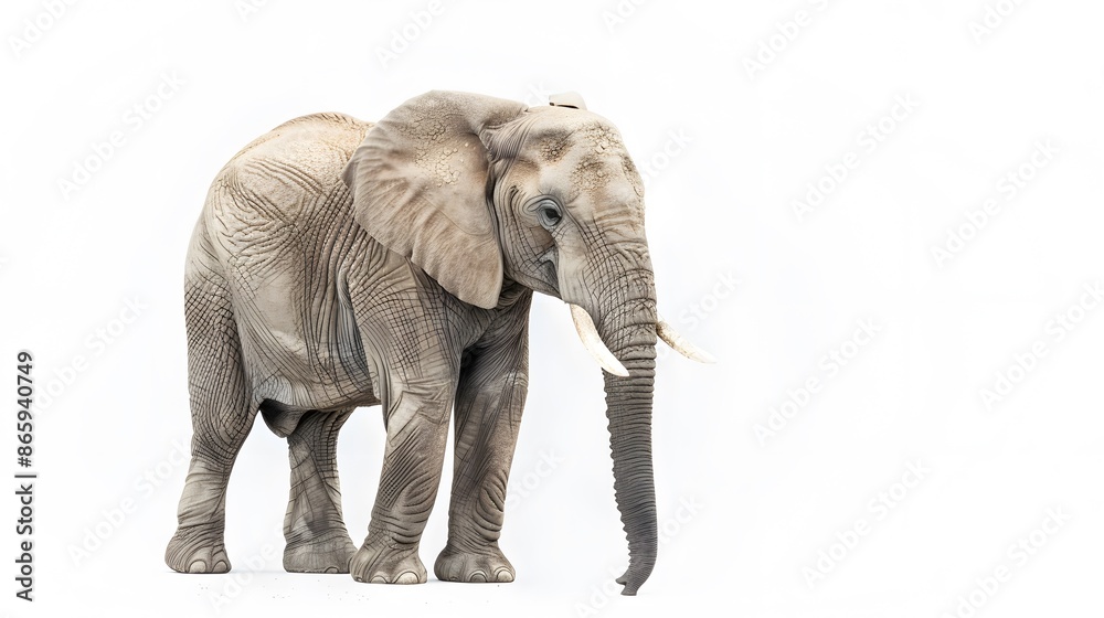 Fototapeta premium African elephant - Loxodonta africana female. Animals isolated on white background.