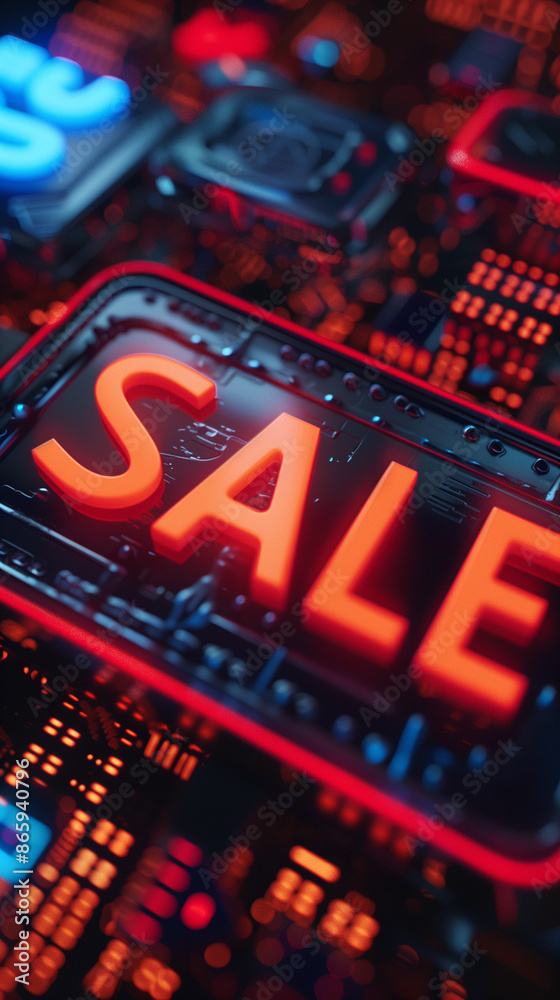 Obraz premium Sale Concept with Futuristic Digital Background 