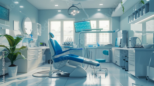 Dental clinic and dental care by dentist In a clean, white room