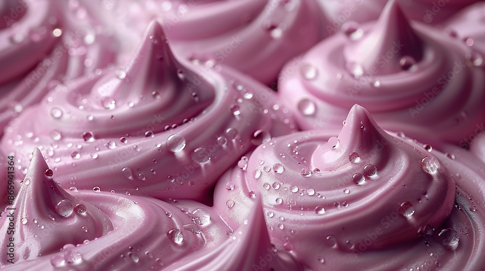 Pink frosted cupcake close-up with water droplets Pink frosted cupcake close-up with water droplets