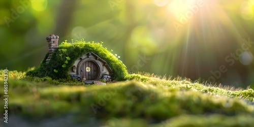 Enchanted Cottage A Home for Mystical Creatures like Dwarves and Hobbits. Concept Enchanted Cottage, Mystical Creatures, Dwarves, Hobbits, Fantasy Home photo