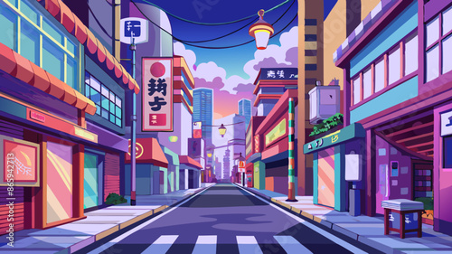 Tokyo streets, anime style, illustration, background