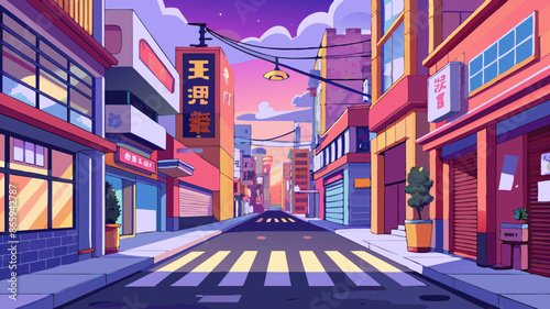 Tokyo streets, anime style, illustration, background