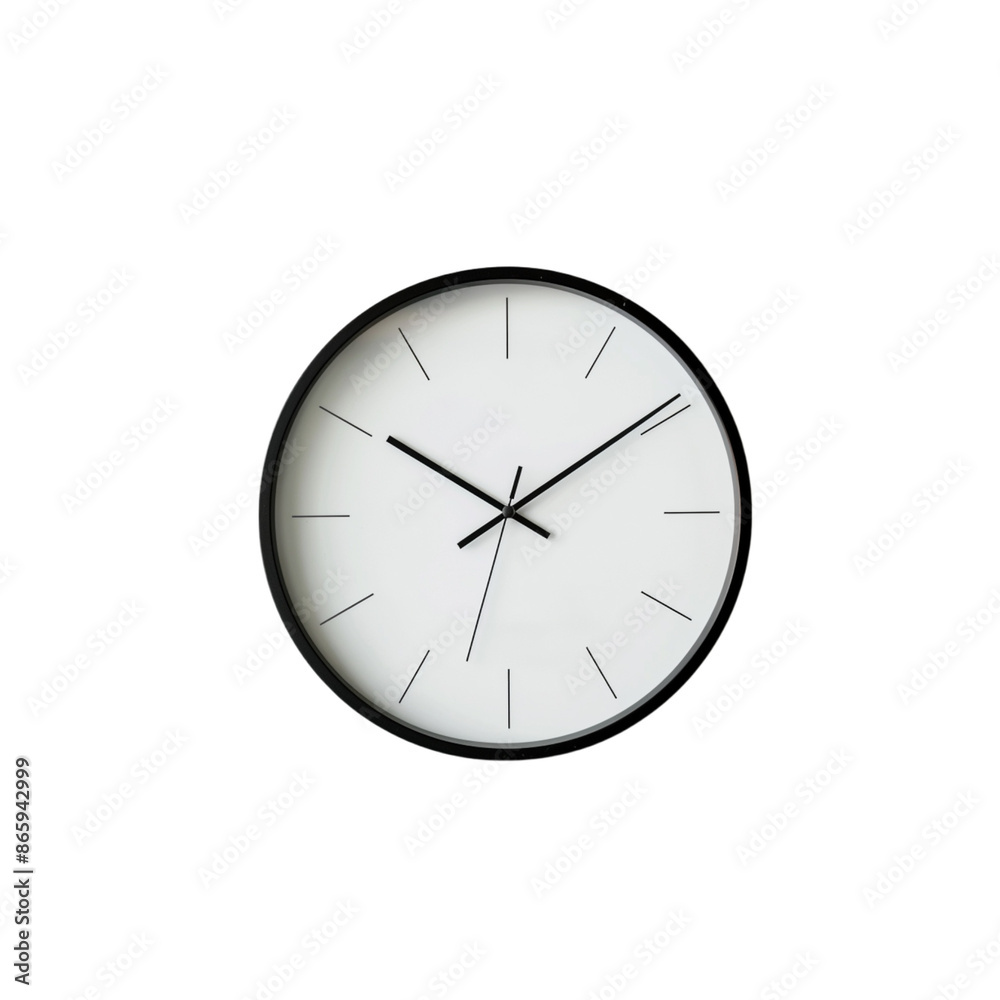 Simple Black And White Wall Clock On A White Background Simple Black And White Wall Clock On A White Background